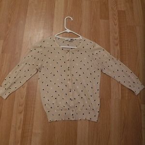 ANN TAYLOR LOFT 3/4 Sleeve MED Petite CARDIGAN Tan